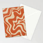 Retro Liquid Swirl Pattern in Mid Mod Burnt Orange and Beige Stationery Card Gallery Image 2