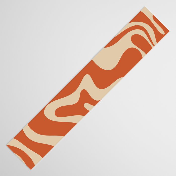 Retro Liquid Swirl Pattern in Mid Mod Burnt Orange and Beige Table Runner Gallery Image 3
