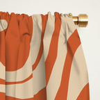 Retro Liquid Swirl Pattern in Mid Mod Burnt Orange and Beige Window Curtain Gallery Image 2