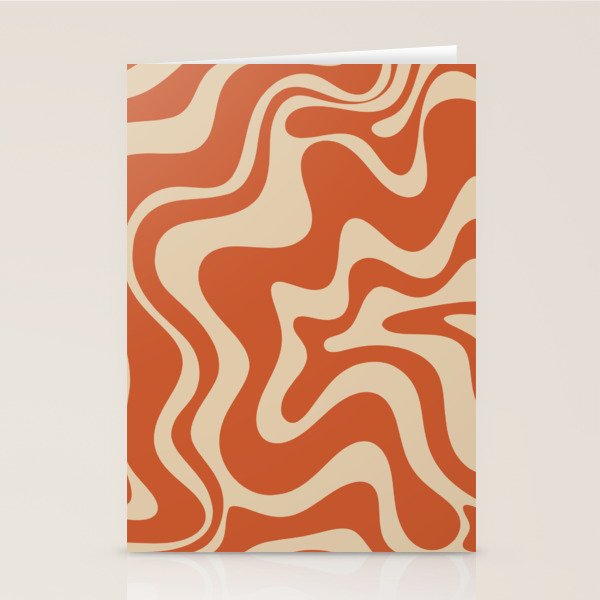 Retro Liquid Swirl Pattern in Mid Mod Burnt Orange and Beige Stationery Card Gallery Image 2