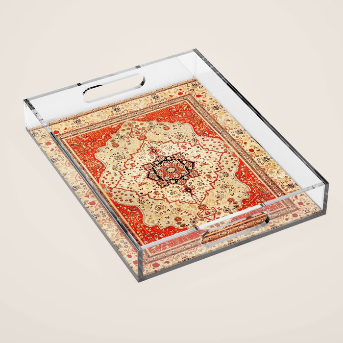 Mohtasham Kashan Antique Persian Rug Print Acrylic Tray Gallery Image 1