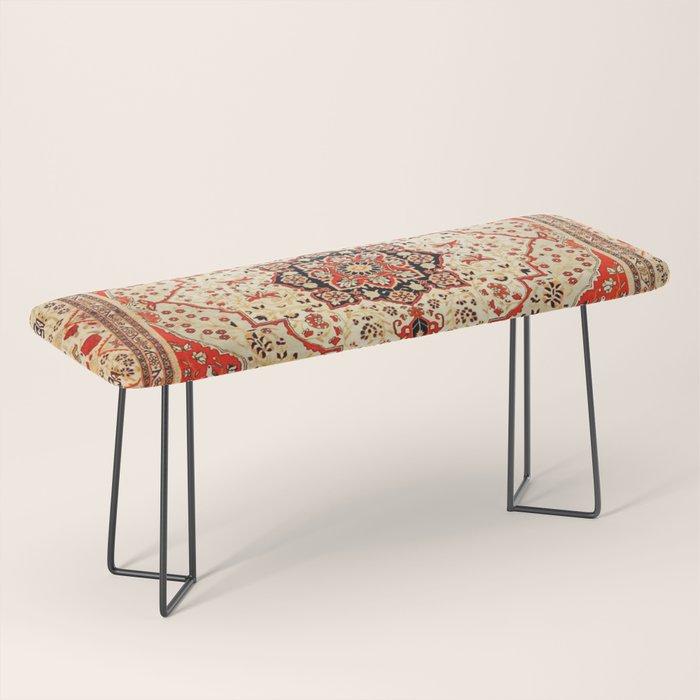 Mohtasham Kashan Antique Persian Rug Print Bench Gallery Image 1