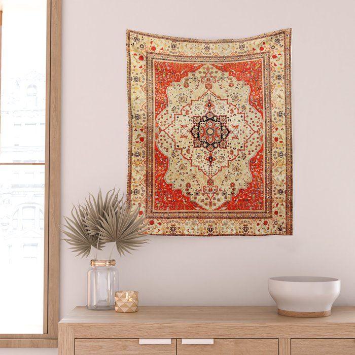 Mohtasham Kashan Antique Persian Rug Print Wall Tapestry Gallery Image 2