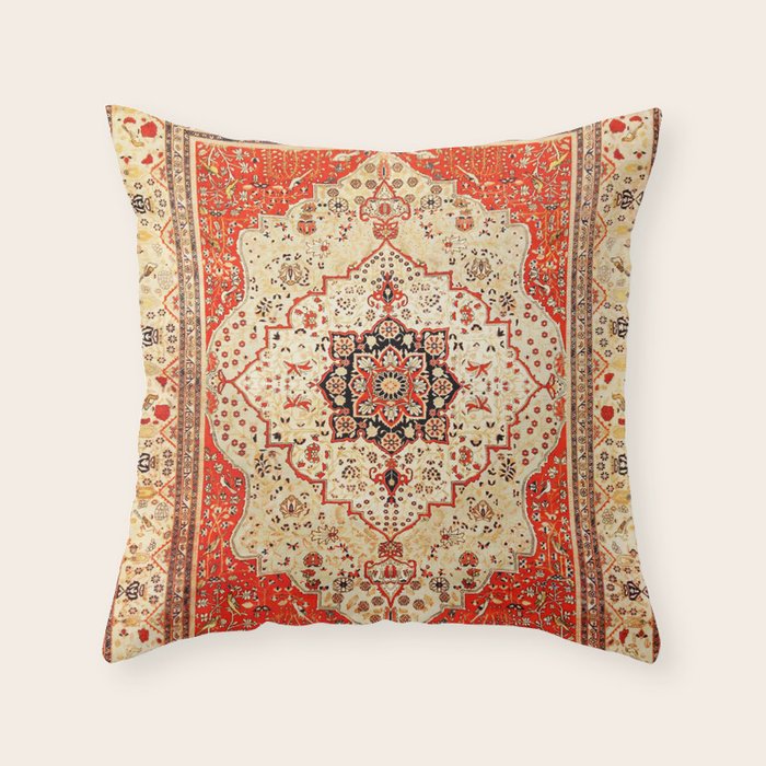 Mohtasham Kashan Antique Persian Rug Print Throw Pillow Gallery Image 1
