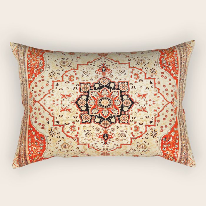 Mohtasham Kashan Antique Persian Rug Print Rectangular Pillow Gallery Image 2