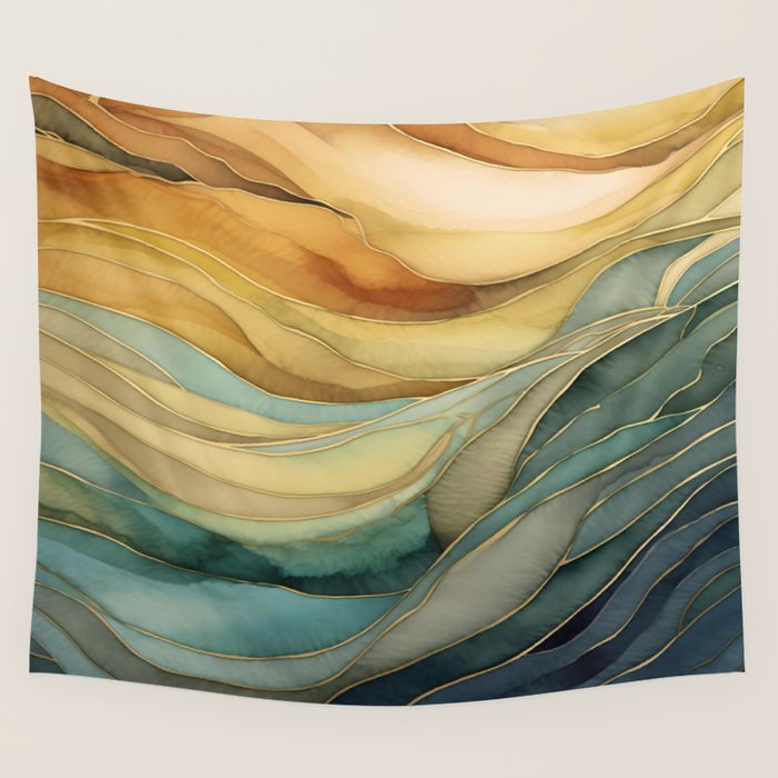 Landscape of Oceanic Rhythm Wall Tapestry Gallery Image 1