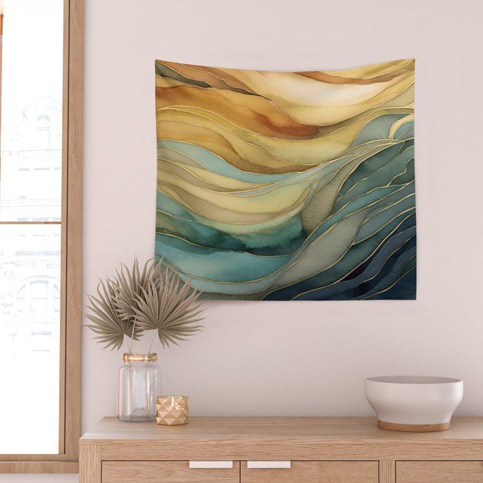 Landscape of Oceanic Rhythm Wall Tapestry Gallery Image 2