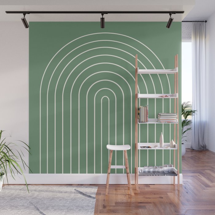 Minimal Arch XXXVIII Fresh Green Modern Geometric Lines Wall Mural Gallery Image 1