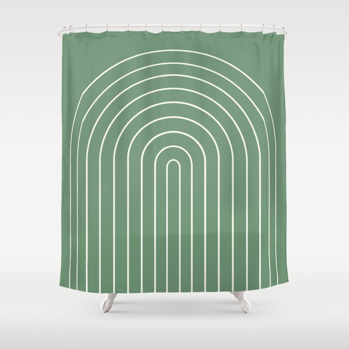 Minimal Arch XXXVIII Fresh Green Modern Geometric Lines Shower Curtain Gallery Image 1
