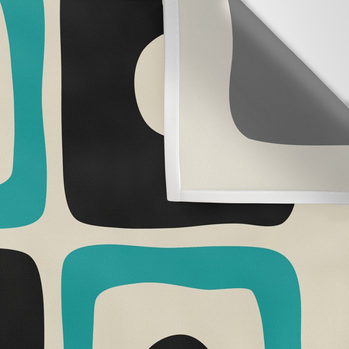 Mid Century Modern Square Dot Pattern 593 Black and Turquoise Wall Tapestry Gallery Image 3