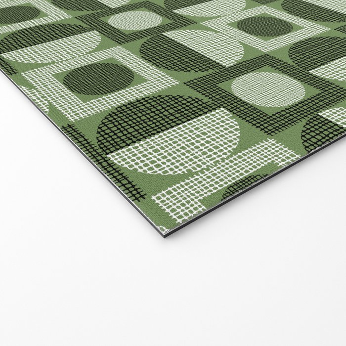 Retro Texture Geometric Squares And Circles Pattern No 5 Sage Green Black White Welcome Mat Gallery Image 2