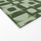 Retro Texture Geometric Squares And Circles Pattern No 5 Sage Green Black White Welcome Mat Gallery Image 2