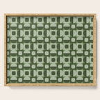 Retro Texture Geometric Squares And Circles Pattern No 5 Sage Green Black White Serving Tray Gallery Image 1
