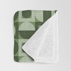 Retro Texture Geometric Squares And Circles Pattern No 5 Sage Green Black White Throw Blanket Gallery Image 3