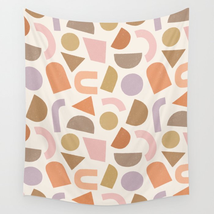 Bauhaus Geo Shapes - Fall Colors Wall Tapestry Gallery Image 4