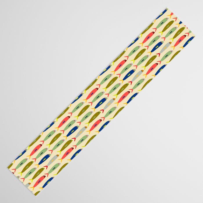 Sardines pattern in red green blue and gray Table Runner Gallery Image 3