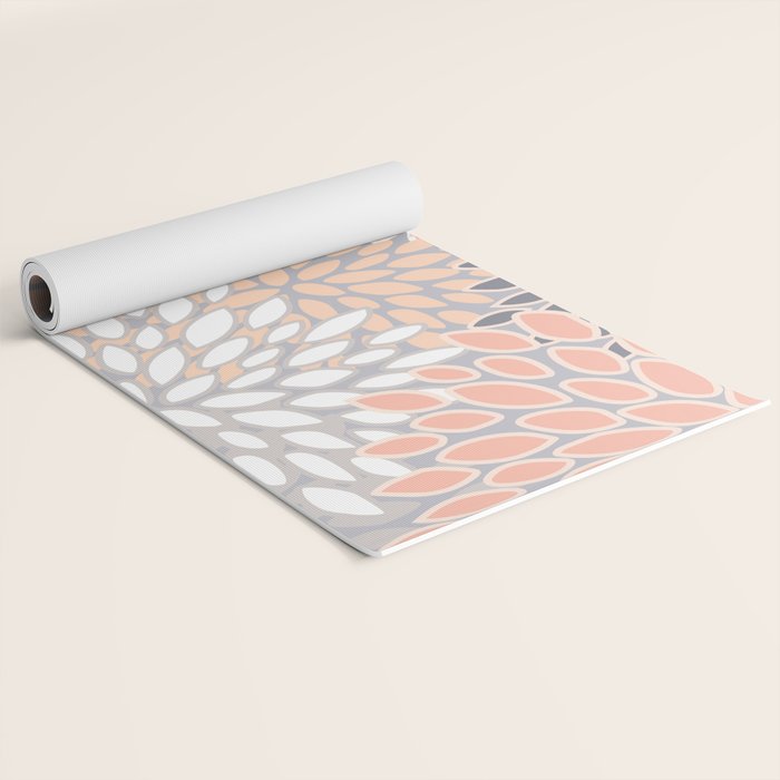 Flowers Abstract Print, Coral, Peach, Gray Yoga Mat Gallery Image 2
