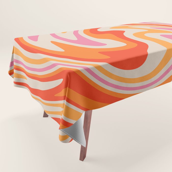 70s Retro Swirl Color Abstract Tablecloth Gallery Image 1