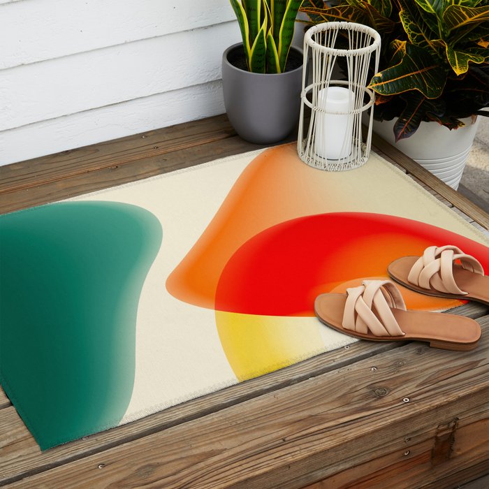 gradient shapes 70s 4 Outdoor Rug Gallery Image 2