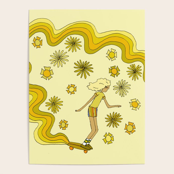 groovy skate hang 10 // tony alva style // surfy birdy art Poster Gallery Image 4