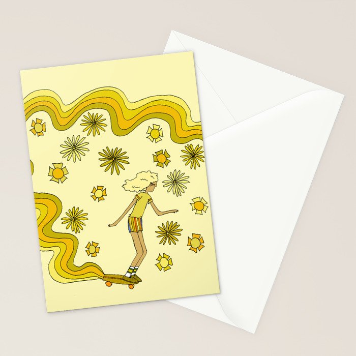 groovy skate hang 10 // tony alva style // surfy birdy art Stationery Card Gallery Image 2
