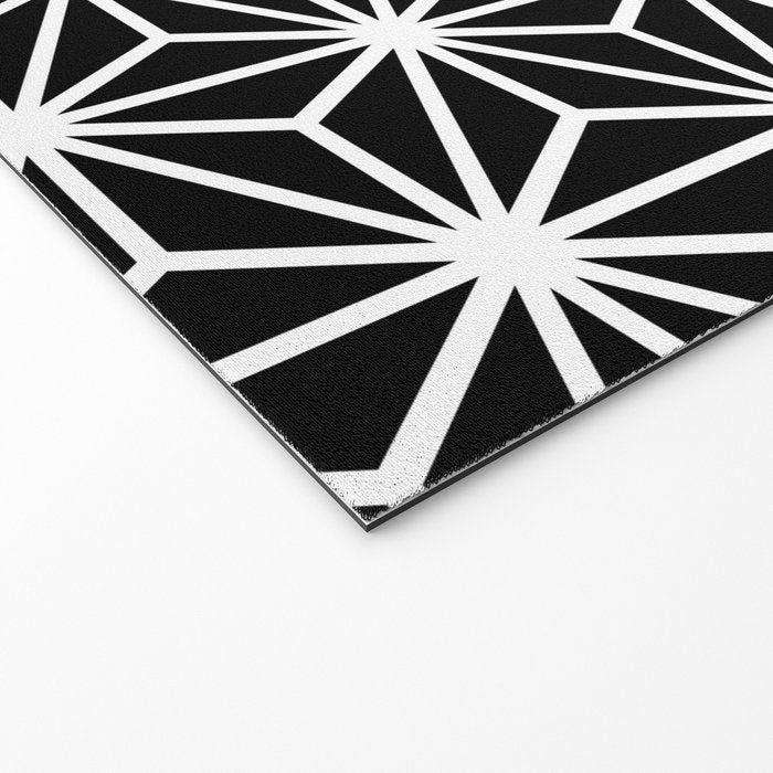 Geometric abstract modern black white stripes Welcome Mat Gallery Image 2
