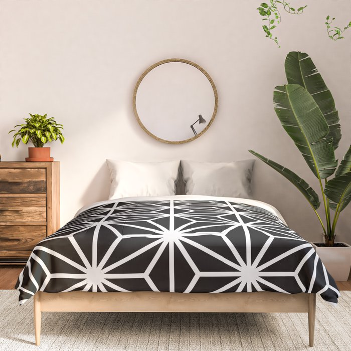 Geometric abstract modern black white stripes Comforter Gallery Image 3