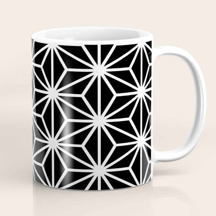 Geometric abstract modern black white stripes Coffee Mug Gallery Image 1