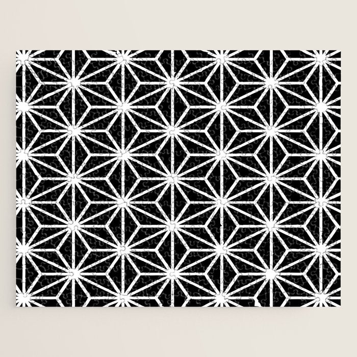 Geometric abstract modern black white stripes Jigsaw Puzzle Gallery Image 1