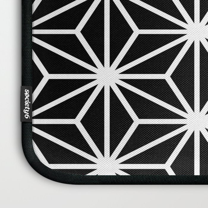 Geometric abstract modern black white stripes Laptop Sleeve Gallery Image 3