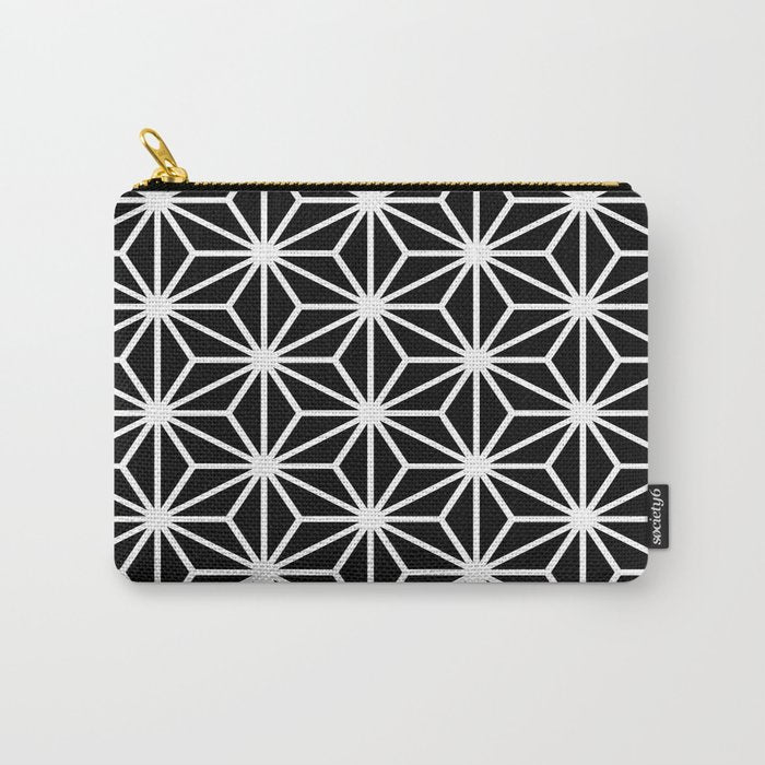 Geometric abstract modern black white stripes Carry All Pouch Gallery Image 1