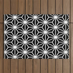 Geometric abstract modern black white stripes Outdoor Rug Gallery Image 1