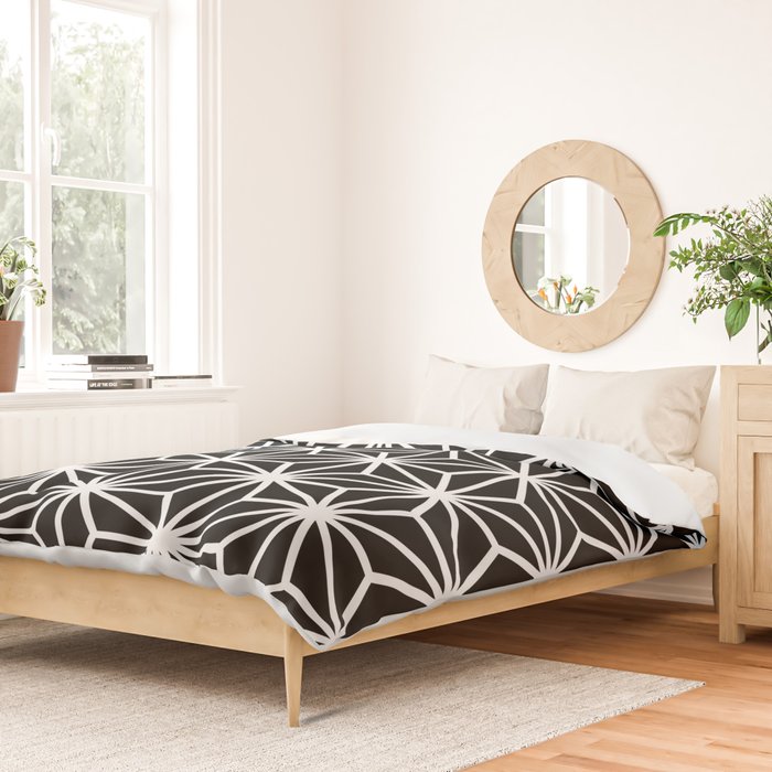 Geometric abstract modern black white stripes Duvet Cover Gallery Image 2