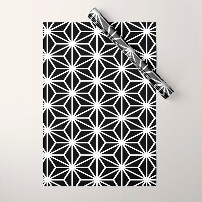 Geometric abstract modern black white stripes Wrapping Paper Gallery Image 1