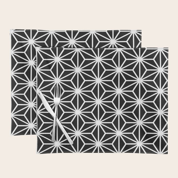 Geometric abstract modern black white stripes Placemat Gallery Image 1