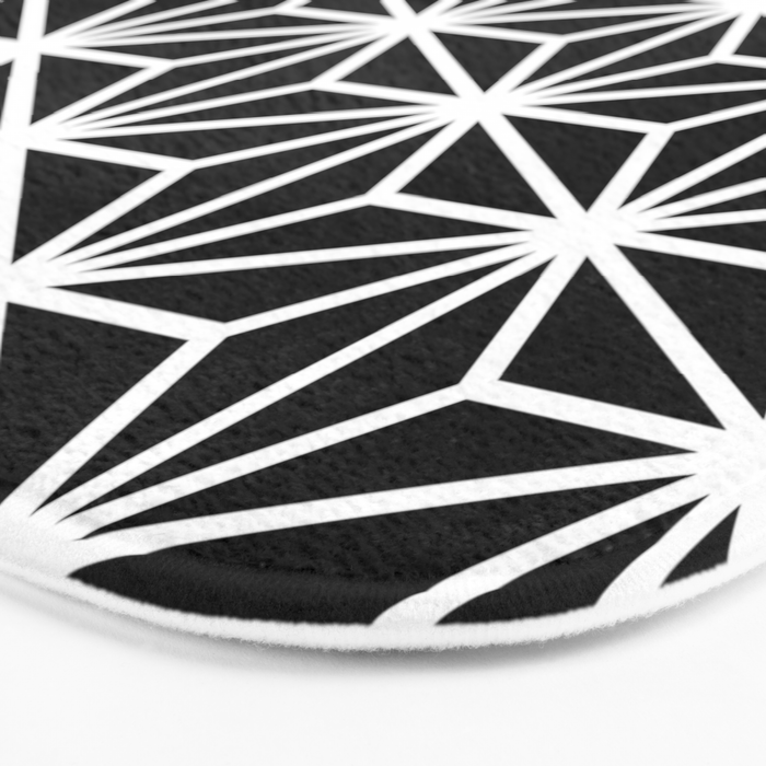 Geometric abstract modern black white stripes Bath Mat Gallery Image 3