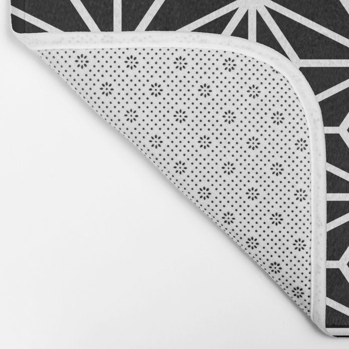 Geometric abstract modern black white stripes Bath Mat Gallery Image 2