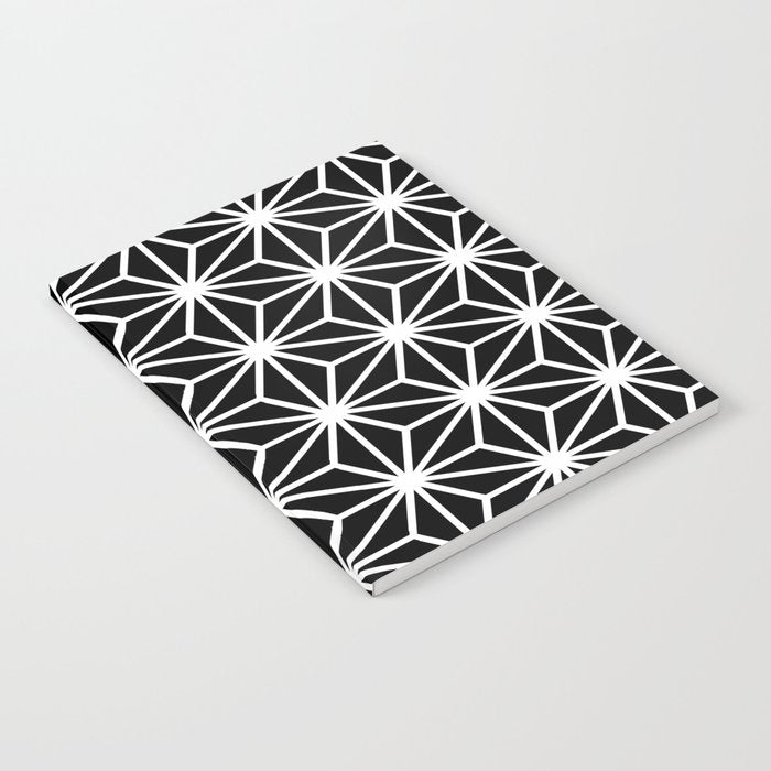 Geometric abstract modern black white stripes Notebook Gallery Image 2