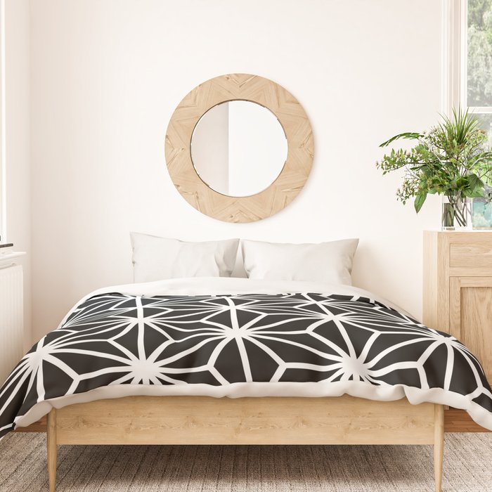 Geometric abstract modern black white stripes Duvet Cover Gallery Image 3