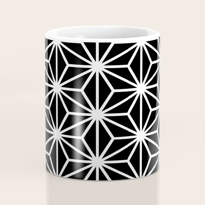 Geometric abstract modern black white stripes Coffee Mug Gallery Image 4