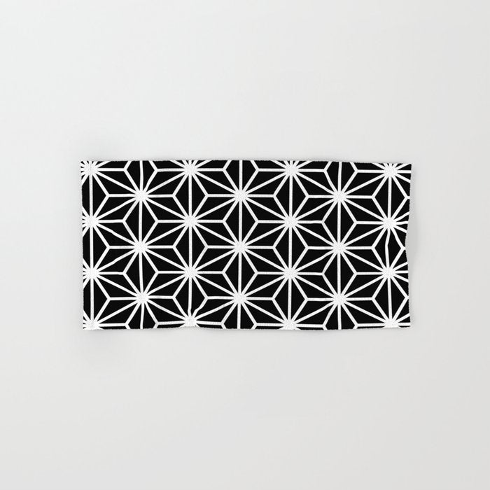 Geometric abstract modern black white stripes Towels Gallery Image 1