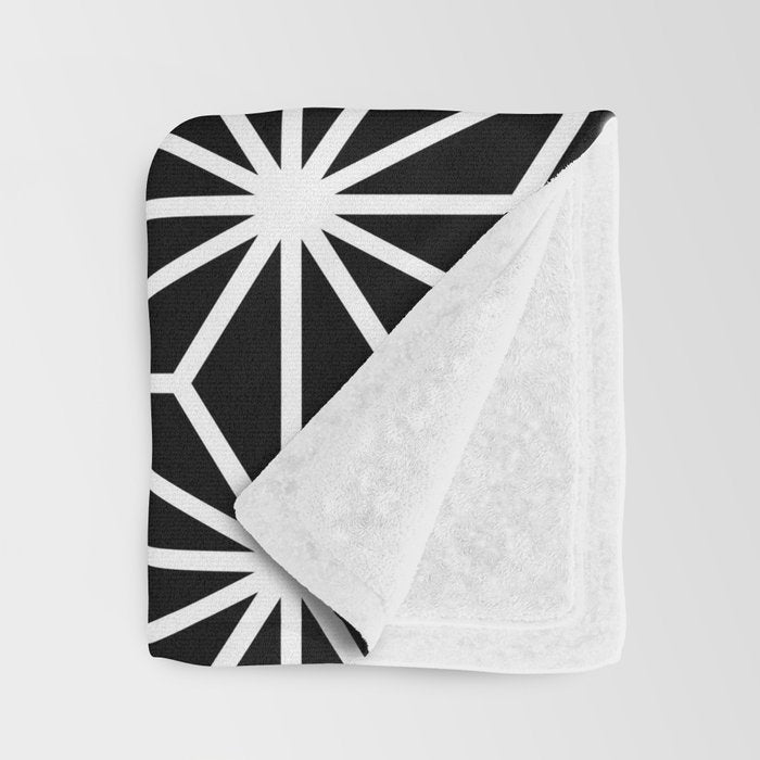 Geometric abstract modern black white stripes Throw Blanket Gallery Image 3