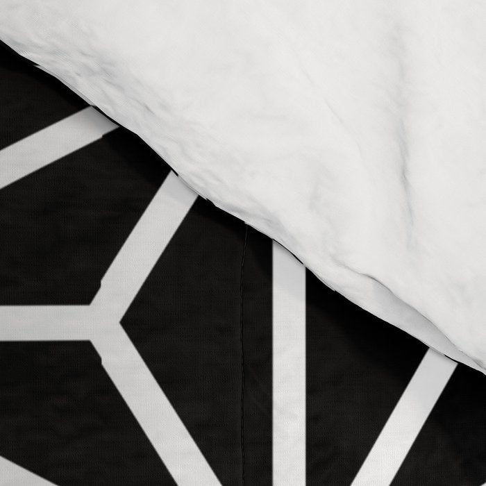 Geometric abstract modern black white stripes Comforter Gallery Image 4