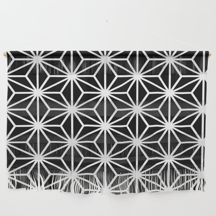 Geometric abstract modern black white stripes Wall Hanging Gallery Image 1