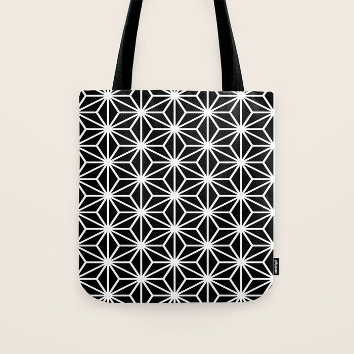 Geometric abstract modern black white stripes Tote Bag Gallery Image 1