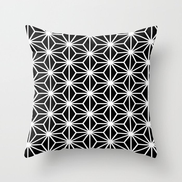 Geometric abstract modern black white stripes Throw Pillow Gallery Image 6