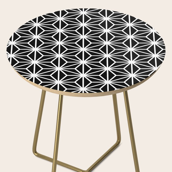 Geometric abstract modern black white stripes Side Table Gallery Image 2