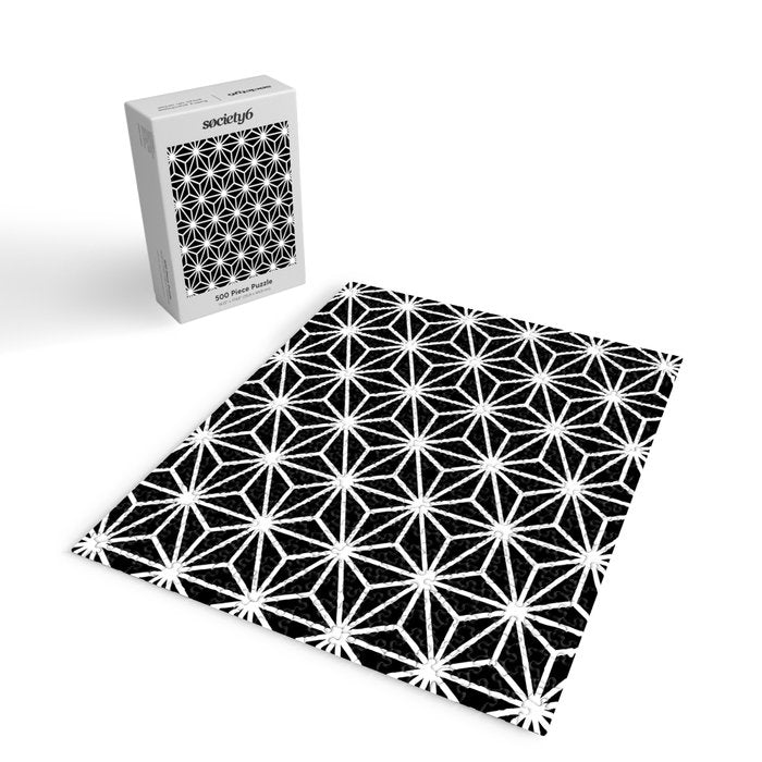 Geometric abstract modern black white stripes Jigsaw Puzzle Gallery Image 2