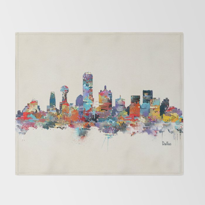 dallas texas skyline Throw Blanket Gallery Image 2