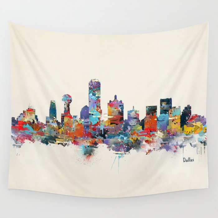 dallas texas skyline Wall Tapestry Gallery Image 1